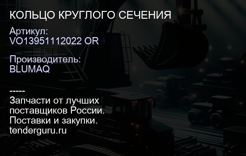 VO13951112022 OR КОЛЬЦО КРУГЛОГО СЕЧЕНИЯ | купить запчасти